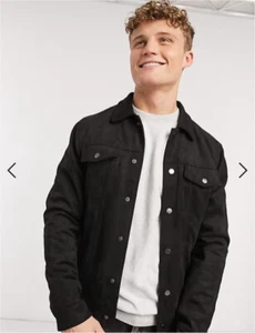 New Look (asos) suedette trucker jacket in black -  MSRP $95 - S - Picture 1 of 7