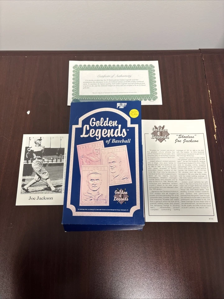 Tarjeta de Joe Jackson 1995 Golden Legends oro 22k en caja con certificado de autenticidad Foto 1 de 4