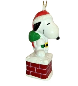 Snoopy Christmas Ornament Santa Claus On Chimney w/ Pack of Toys 3" Tall - Picture 1 of 6