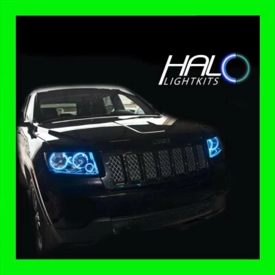 Jeep Grand Cherokee 2011-2013 Kit de anillo de halo de faros LED azules iluminación Oracle Foto 1 de 4