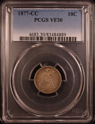 1877-CC Seated Liberty Dime - PCGS VF30 - Original & Choice for the Grade! PQ+ - Image 1 of 4