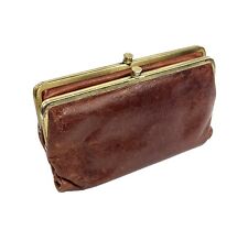 Hobo International Double Frame Embossed Paisley Leather Clutch Brown