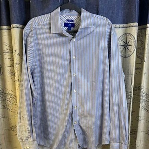 Egara Blue and White Striped Dress Shirt XL - Picture 1 of 5