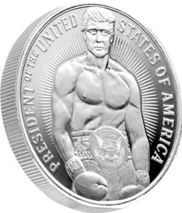 ESCASA Moneda Redonda de Plata Trump 1 Oz .999 EL LUCHADOR Retirada RARA BELLEZA - Imagen 1 de 2