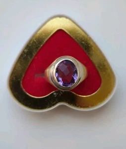 AMETHYST BRAZILAN GENUINE GEMS SILVER RING FACE.OVEL SIZE US 7.25 UK P U55 UNISE - Picture 1 of 6