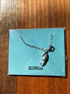 New Effy Fashion Jewelry Silver Toned Sea Horse Pendant Necklace 18" - Picture 1 of 2