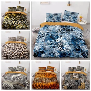 Wild Animal Doona Duvet Quilt Cover Set Leopard Print Tiger Girrafe Zebra Print - Picture 1 of 13