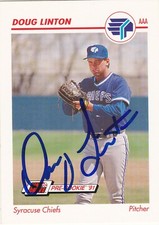 DOUG LINTON SYRACUSE CHIEFS SIGNED CARD TORONTO BLUE JAYS ROYALS METS ANGELS