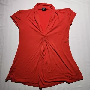 Olian Top Womens XL Red Blouse Sleeveless Short Sleeve Blouse - Picture 1 of 14