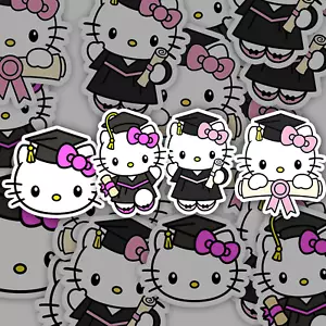 Pink Hello Kitty Graduation Vinyl Stickers - Picture 1 of 1