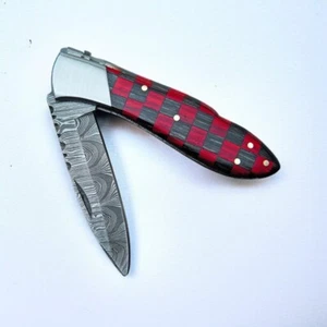 Custom Damascus Pocket Folding Knife, Groomsmen Gift, Authentic Steel Blade - Picture 1 of 38