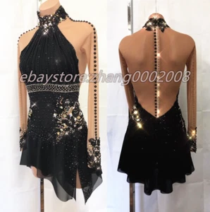 Ice skating dress.Black Competition Figure Skating dress. Baton Twirling Costume - Picture 1 of 8