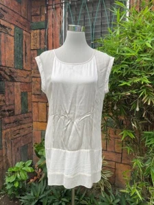 Eileen Fisher Silk Blouse Womens Tri-Tone Paneled Tunic Cream Blouse US XXS - Picture 1 of 9