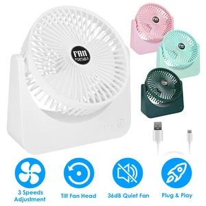 6.5in USB Desk Table Fan Personal Air Fan Circulator Quiet Portable Fan 3 Speeds - Picture 1 of 24