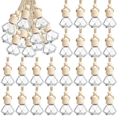 BBTO 50 Piezas Ambientador de Aire Colgante Coche Difusor Botellas Vidrio Vacío Perfume Foto 1 de 4