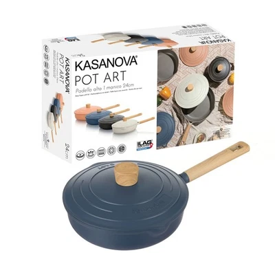 KASANOVA Padella alta 24 cm con coperchio blu Pot Art blu Cottura - Immagine 1 di 4