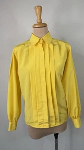 Vintage Ariella Bright Yellow Balloon Sleeve Prominent Pleated Blouse Top M - Picture 1 of 5