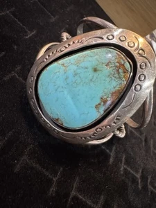 Bracciale turchese nativi americani sterling firmato - Foto 1 di 5