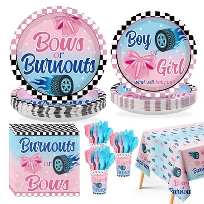 170Pcs Burnouts or Bows Gender Reveal Party Supplies Boy or Girl Gender Revea... - Image 1 of 4