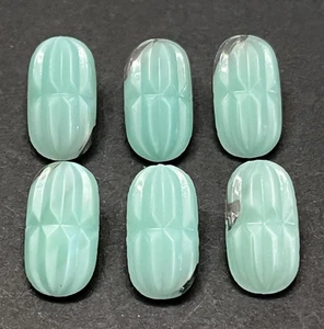Vintage Set of 6 Aqua Glow Glass Buttons - FUN DESIGN! - 11/16" (G1) - Picture 1 of 9