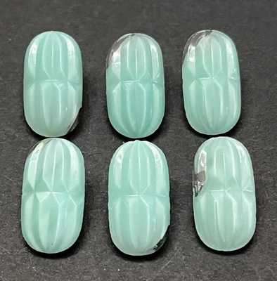 Vintage Set of 6 Aqua Glow Glass Buttons - FUN DESIGN! - 11/16" (G1) - Image 1 of 4