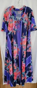 Exclusively Yours Vintage mehrfarbiger Blumen Haus Lounge Wear Morgenmantel 3/4 Reißverschluss Einheitsgröße - Bild 1 von 3