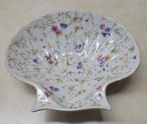 Clam Shell Dish Floral Gold Trim Porcelain Trinket Jewelry Soap Bowl Germany - Picture 1 of 9