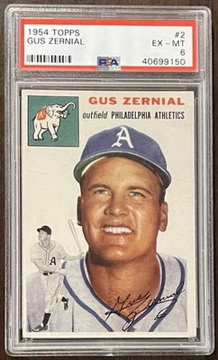 1954 Topps #2 Gus Zernial, Philadelphia Athletics, PSA 6 *Set Break, Read Below* - Image 1 of 2