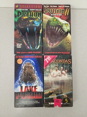 4x Horror Sci-Fi Creature Feature VHS Lot - Lake Placid, Python 1 & 2, Anacondas - Image 1 of 3