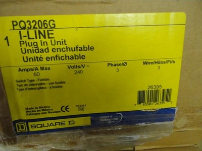 Interruptor de bus fundido "NUEVO" Square D #PQ3206G 60 Amp 240 Voltios 3 Fase 3 Cable I-Line Foto 1 de 4