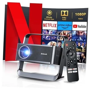 [Netflix Licensed & Native 1080P]  4K Projector with WIFI 6 and Steel Gray - Picture 1 of 7