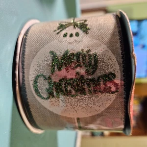1 Roll CelebrateRibbon  2.5 in x 30 ft, Bulb with Merry Christmas - Picture 1 of 2