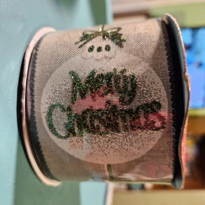 1 Roll CelebrateRibbon  2.5 in x 30 ft, Bulb with Merry Christmas - Image 1 of 2