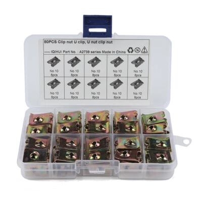 80Pcs Assorted U Nut Fasteners Car Interior Trim Self Tapping Screw U Clips Kit - Image 1 of 4