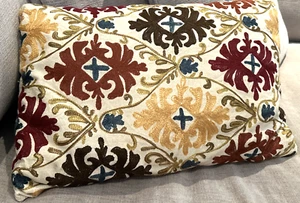 Pier 1 Imports Embroidered Decorative Lumbar Throw Pillow Turquoise 19”x13” - Picture 1 of 8