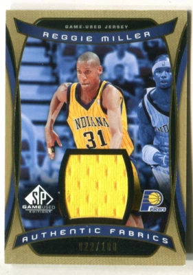 2003-04 SP Game Used Authentic Fabrics Gold #RMJ Reggie Miller 22/100 A40 174 - Image 1 of 2