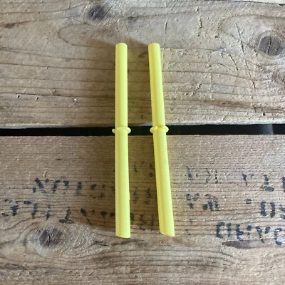 2x Elk and Friends Adult & Kid's 6” Reusable Silicone Straws w/ Stopper Yellow - Image 1 of 4