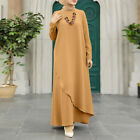 Zanzea Womens Muslim Ismaic Long Sleeve Asymmetrical Kaftan Middle East Dress Au