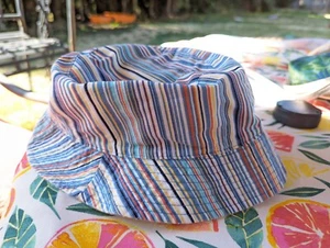 Striped Colorful Blues Bucket Hat For Children Kids by Mixit Size XSmall - Picture 1 of 6