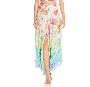 All Things Mochi Zoe Rainbow Maxi Skirt S White Print NEW - Picture 1 of 10