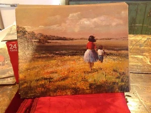 NOS Donald Art Co. NY Midcentury stampa litografica cartone 8x10 pastorale donna - Foto 1 di 3