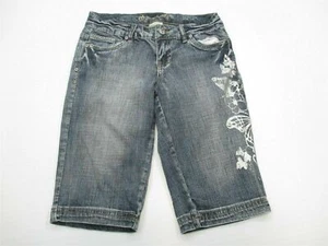 JOUJOU Shorts Women's Size 3 Butterfly Print Dark Wash Denim Bermuda - Picture 1 of 5