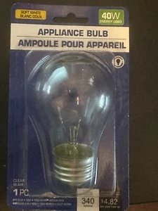 APPLIANCE BULB 40 WATT CLEAR INCANDESENT - Picture 1 of 2