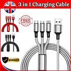 Universal Fast Charger 3 in 1 Multi USB Cable Type-C Lead For IOS, Samsung Phone