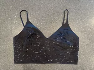 Rachel Comey Black Sequin Crop Top Bralette Top Size 12 - Picture 1 of 7