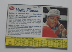 Vada Pinson 1962 Post cereal card Canadian - Picture 1 of 1