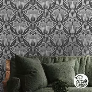 Schwindelente Art Deco Wandschablone - wiederverwendbar Saveh Damast zum Selbermachen Dekorieren Schablone - Bild 1 von 5