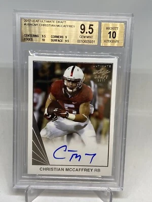 2017 Ultimate Draft Christian McCaffrey Rookie RC Auto BGS 9.5/10 GEM MT POP3 - Image 1 of 4