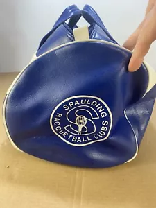 Vintage 70s 80s Leather Spaulding Racquetball Duffle Bag Gym Boxing Tennis Sport - Picture 1 of 8