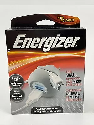 Cargador de Pared USB Energizer + Cable Micro USB con Cable de Almacenamiento Incorporado Nuevo en Caja Foto 1 de 4